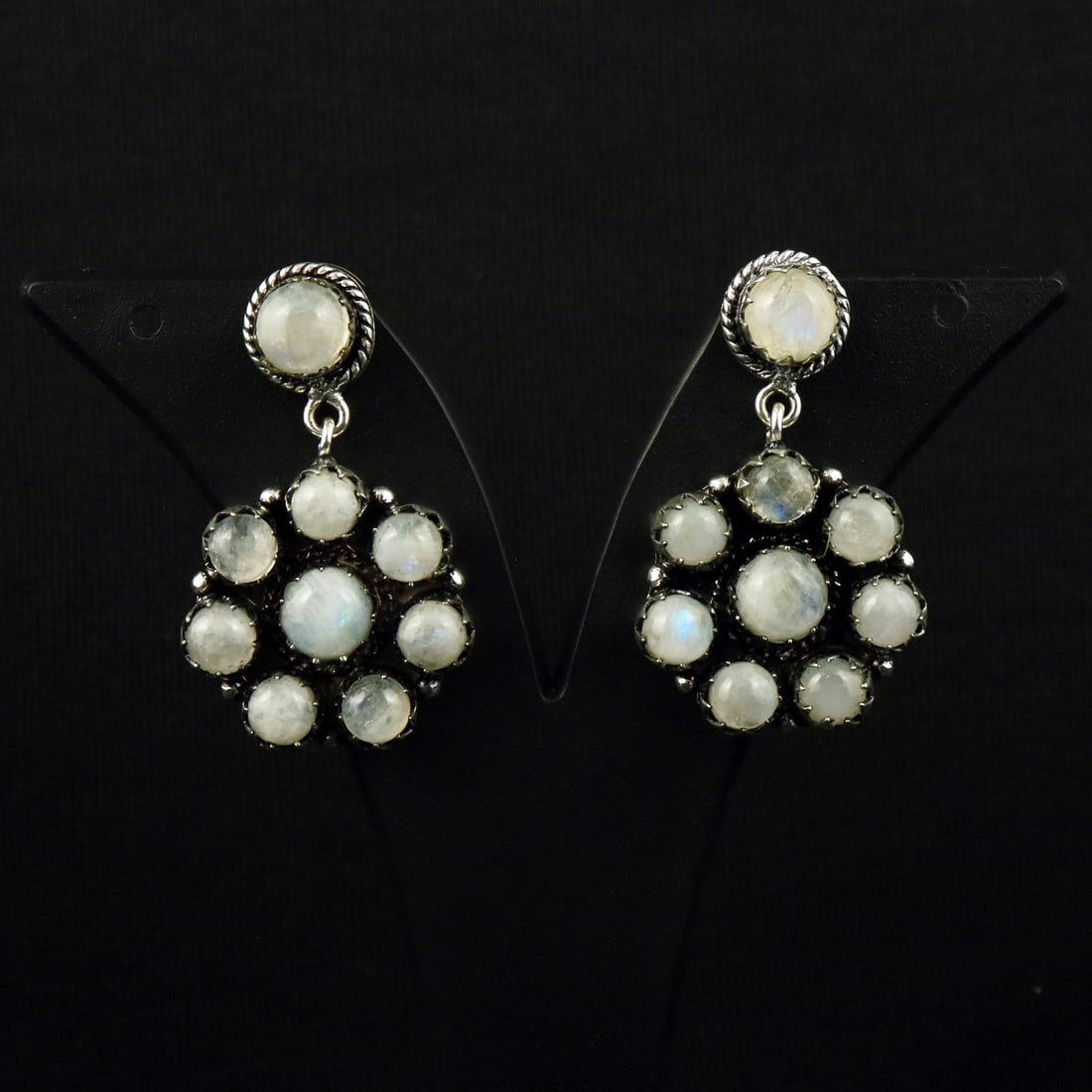Natural Rainbow Moonstone Sterling Silver Plated Handmade Stud Earring: Product ID: 260731115726 Product - Handmade Silver Plated Stud Earring Metal - 92.5 Sterling Silver Plated Earring Type - Stud Gemstone - Rainbow Moonstone Gemstone Origin - India Gemstone Size - 8 MM