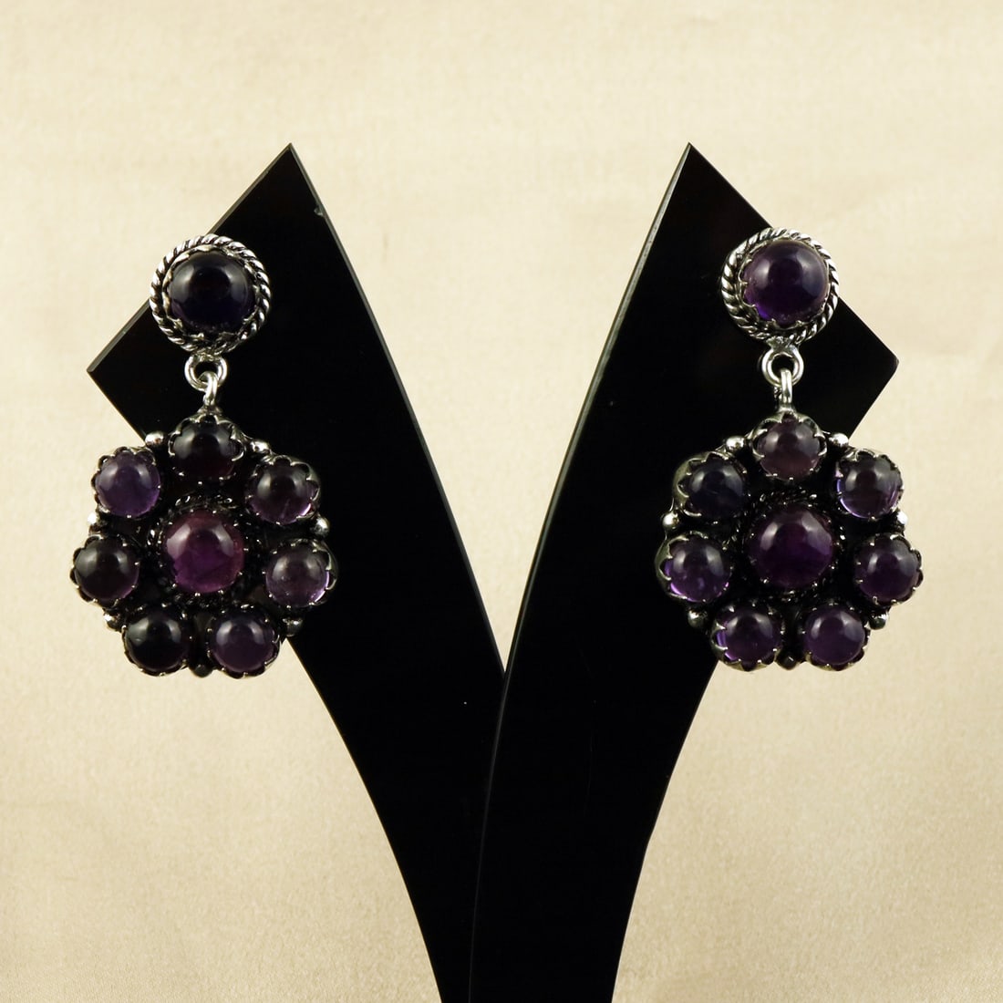 Natural Ameyhyst Sterling Silver Plated Handmade Stud Earring: Product ID: 260731115641 Product - Handmade Silver Plated Stud Earring Metal - 92.5 Sterling Silver Plated Earring Type - Stud Gemstone - Amethyst Gemstone Origin - Africa Gemstone Size - 8 MM ( 4 Sto