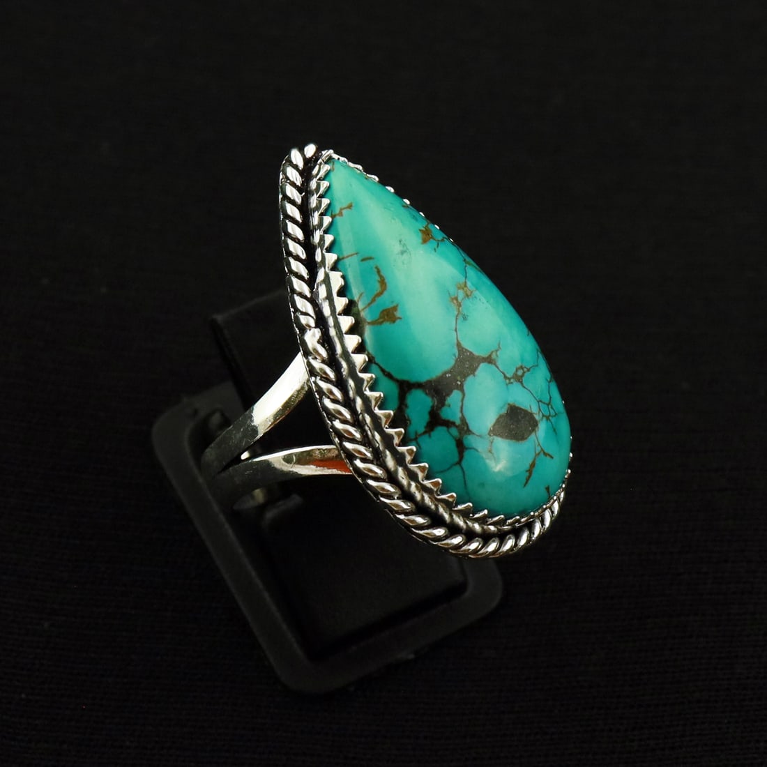 Natural Turquoise 2 Micron Sterling Silver Plated Handmade Ring - 7.5MM ( Adjustable ): Product ID: 260731113549 Product - Handmade Silver Plated Ring Metal - 92.5 2 Micron Sterling Silver Plated Ring Size - 7.5MM ( Adjustable) Gemstone - Turquoise Gemstone Origin - Tibet Gemstone Size -