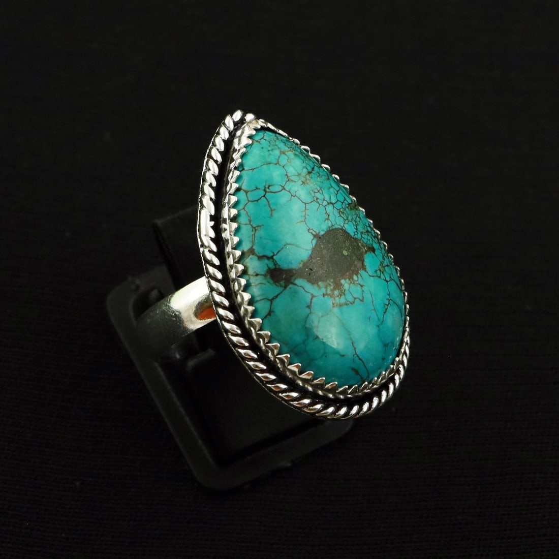 Natural Turquoise 2 Micron Sterling Silver Plated Handmade Ring - 9.5MM ( Adjustable ): Product ID: 260731113359 Product - Handmade Silver Plated Ring Metal - 92.5 2 Micron Sterling Silver Plated Ring Size - 9.5MM ( Adjustable) Gemstone - Turquoise Gemstone Origin - Tibet Gemstone Size -