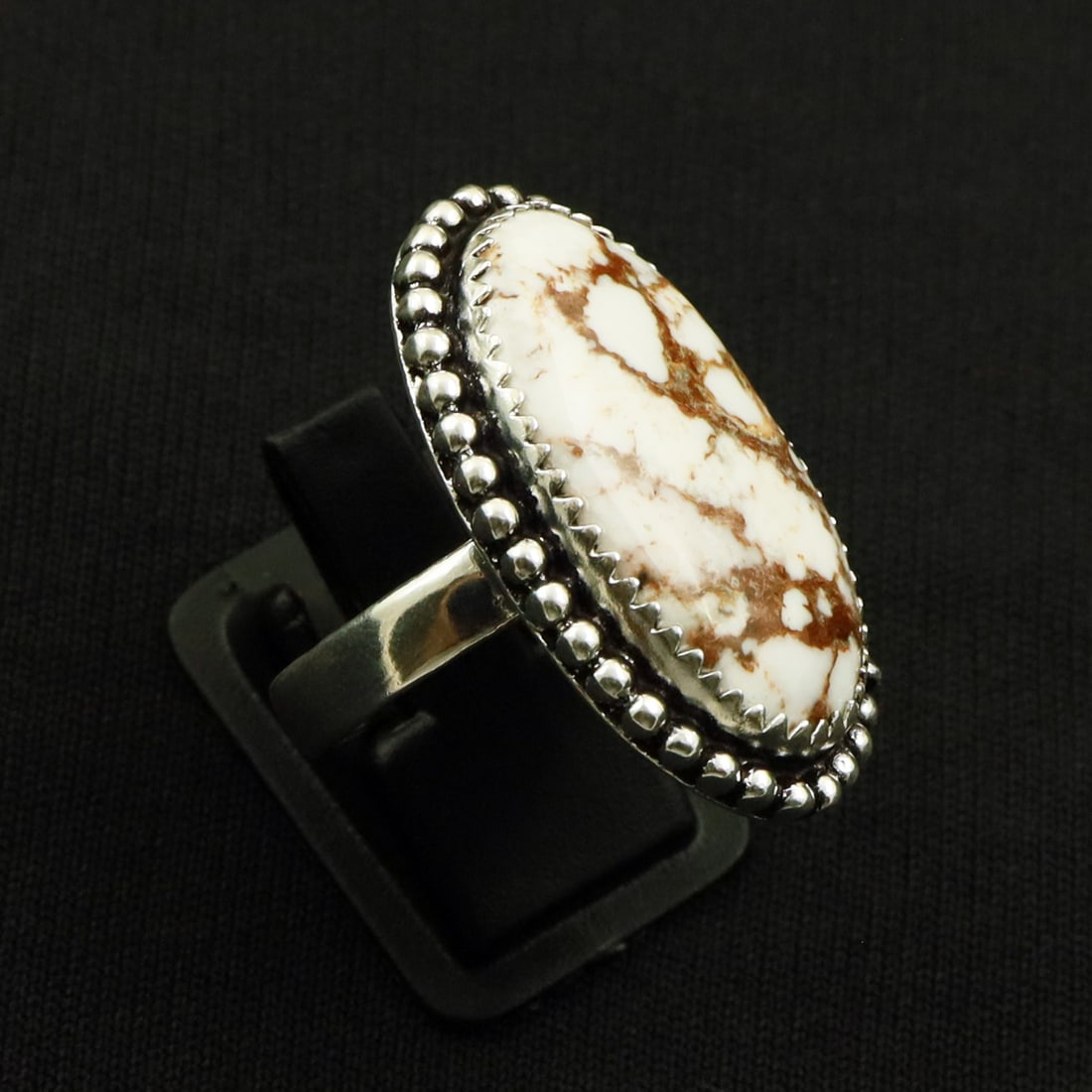 Natural Wild Horse 2 Micron Sterling Silver Plated Handmade Ring - 9MM: Product ID: 260729130958 Product - Handmade Silver Plated Ring Metal - 92.5 2 Micron Sterling Silver Plated Ring Size - 9MM Gemstone - Wild Horse Gemstone Origin - United States Gemstone Size - 3X2 CM
