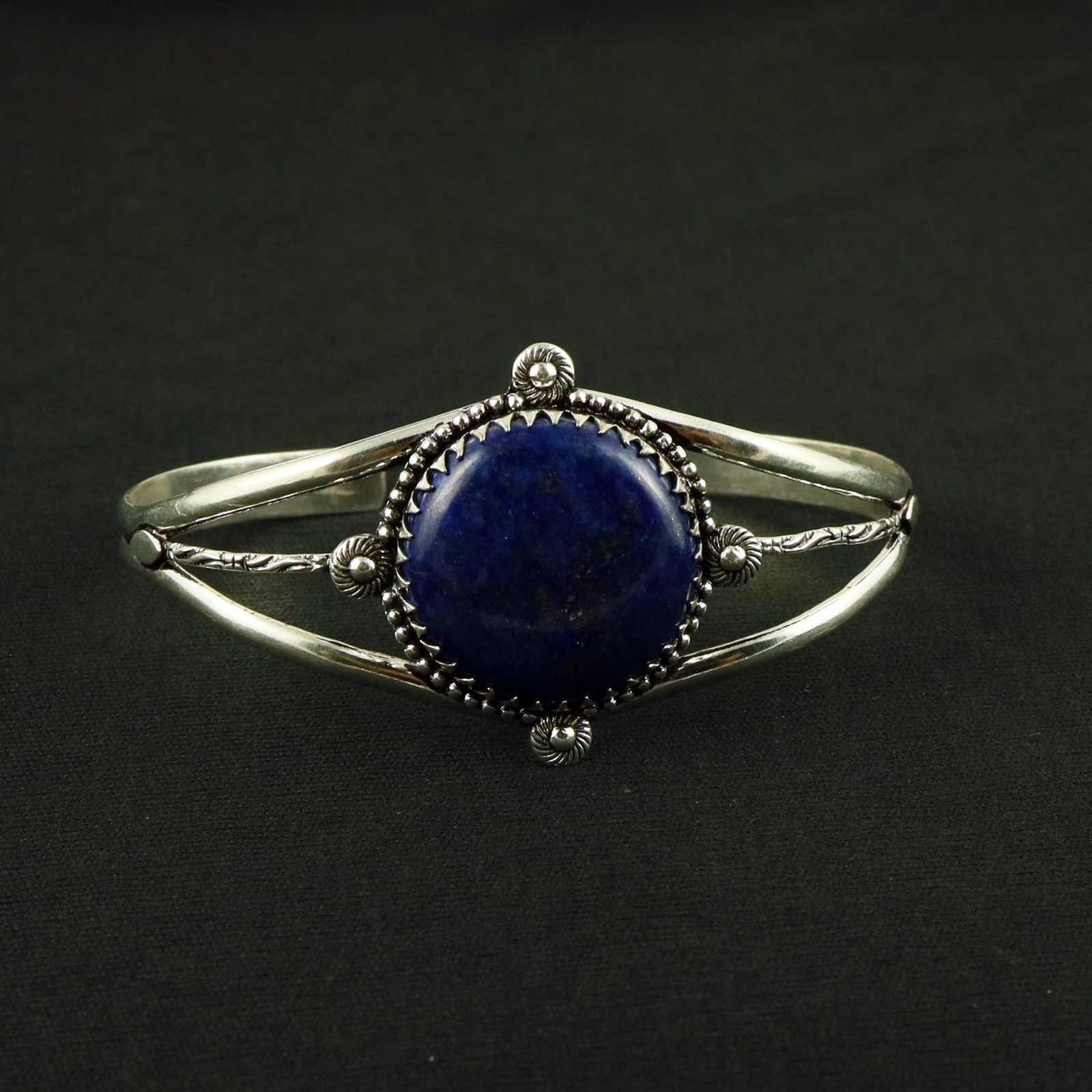 Natural Afghani Lapis Lazuli Sterling Silver Plated Handmade Cuff Bangle: Product ID: 260610175354 Product - Handmade Silver Plated Cuff Bangle Metal - 92.5 Sterling Silver Plated Bangle Size - 7.5x5.5 CM (Adjustable) Gemstone - Lapis Lazuli Gemstone Origin - Afghanistan Ge