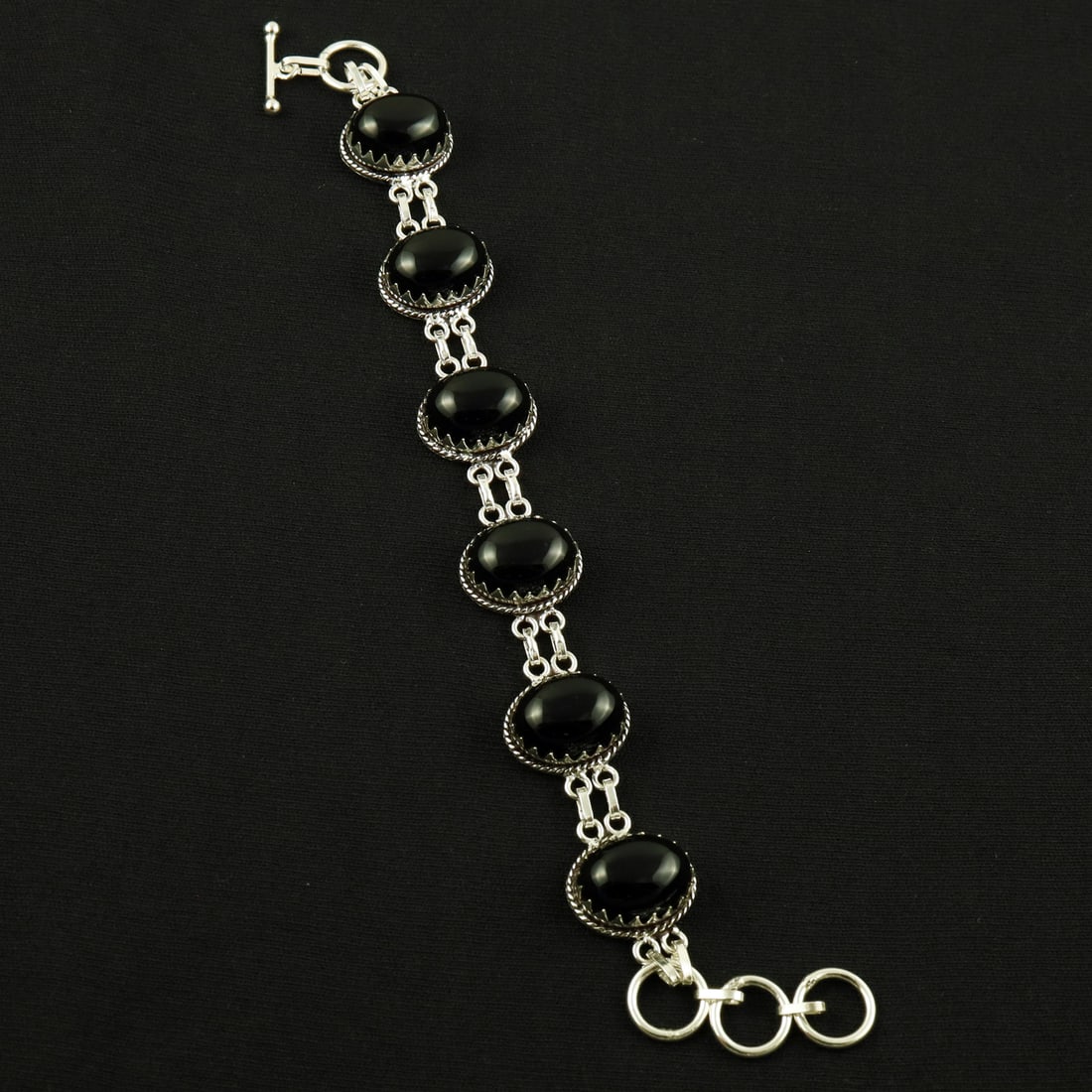 Natural Black Onyx Sterling Silver Plated Handmade Bracelet (1 of 4)