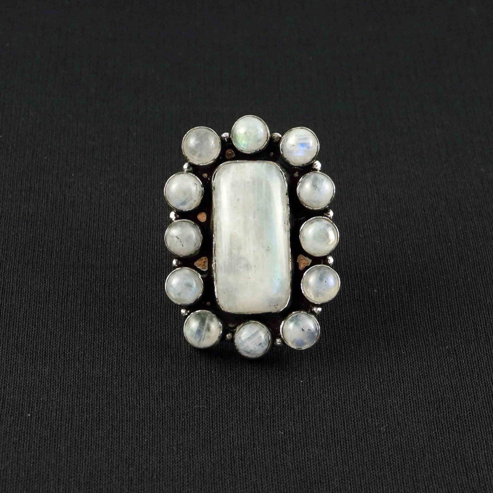 Natural Rainbow Moonstone Sterling Silver Plated Handmade Ring - 9MM (1 of 3)