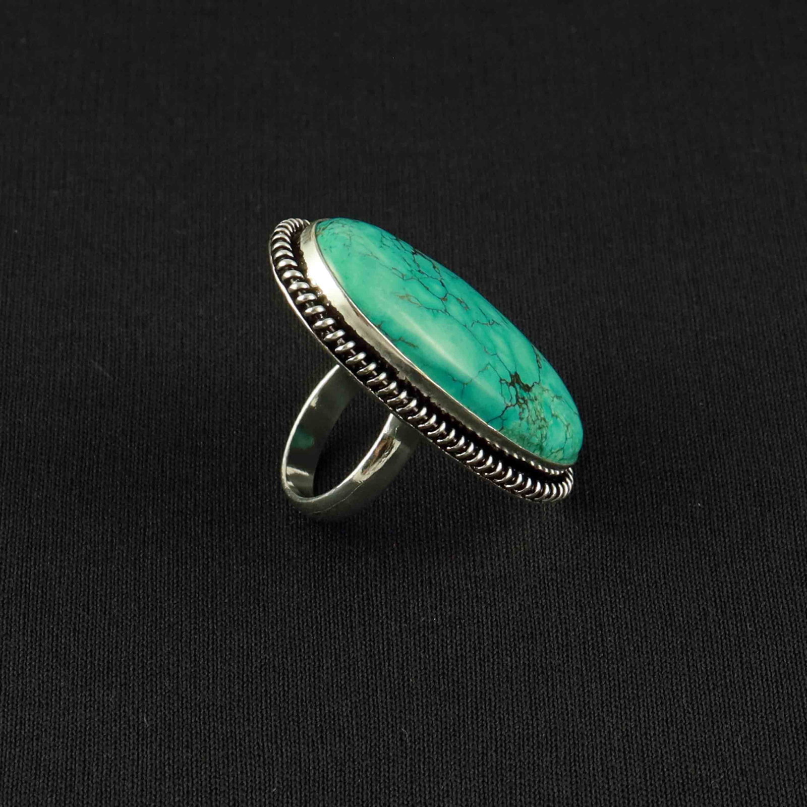 Natural Turquoise Sterling Silver Plated Handmade Ring - 6MM: Product ID: 260527152607 Product - Handmade Silver Plated Ring Metal - 92.5 Sterling Silver Plated Ring Size - 6MM Gemstone - Turquoise Gemstone Origin - Tibet Gemstone Size - 4X2 CM Gemstone Shape - 
