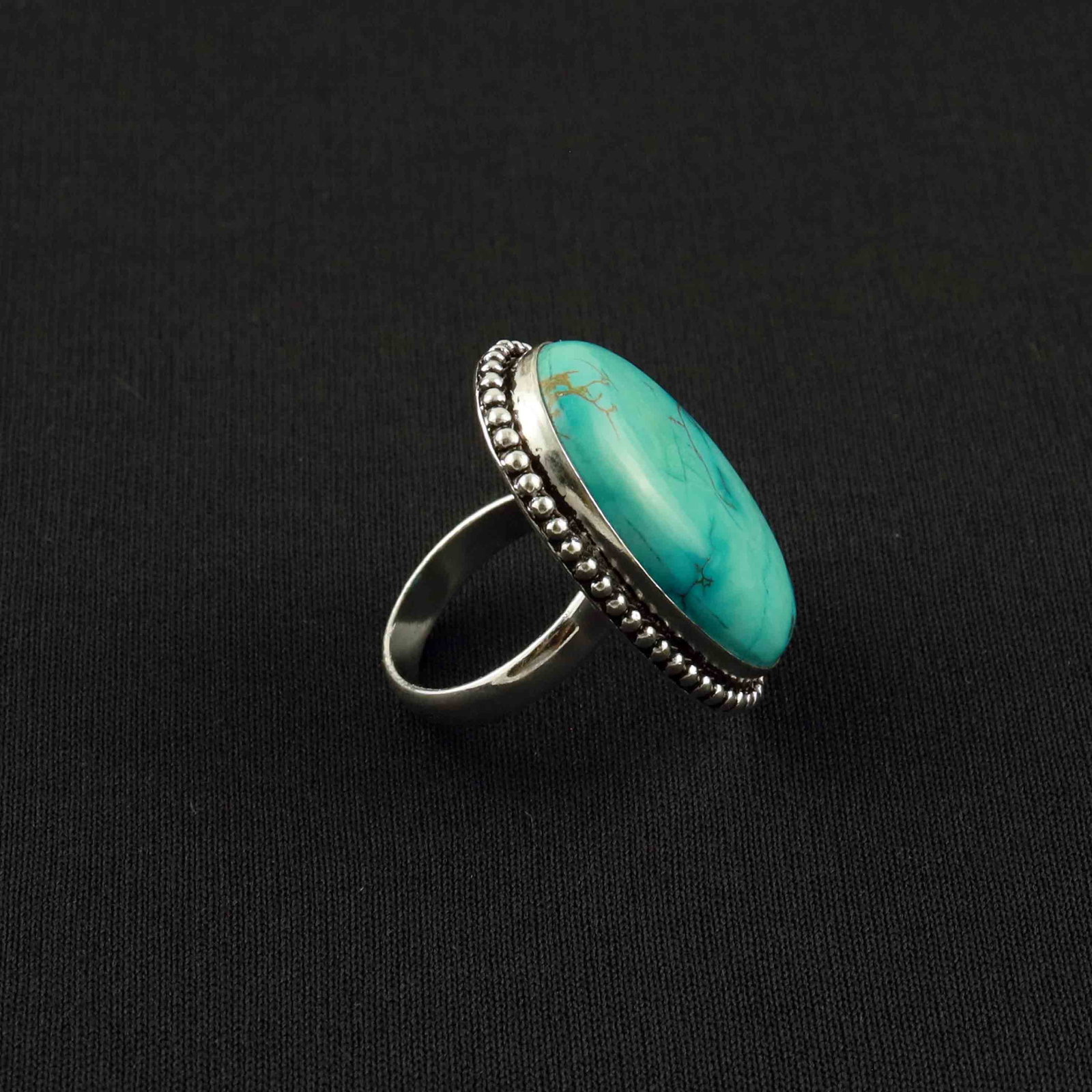 Natural Turquoise Sterling Silver Plated Handmade Ring - 8MM: Product ID: 260527152447 Product - Handmade Silver Plated Ring Metal - 92.5 Sterling Silver Plated Ring Size - 8MM Gemstone - Turquoise Gemstone Origin - Tibet Gemstone Size - 3X2 CM Gemstone Shape - 