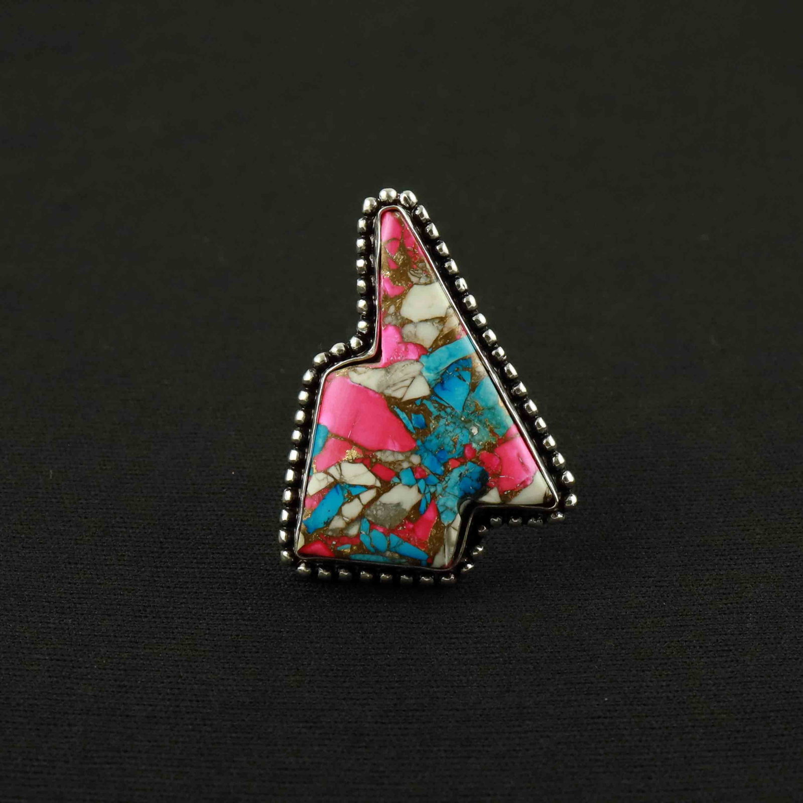Natural Cotton Candy Sterling Silver Plated Handmade Ring - 9MM: Product ID: 260524114247 Product - Handmade Silver Plated Ring Metal - 92.5 Sterling Silver Plated Ring Size - 9MM Gemstone - Cotton Candy Gemstone Origin - United States Gemstone Size - 3.5X2.5 CM Ge