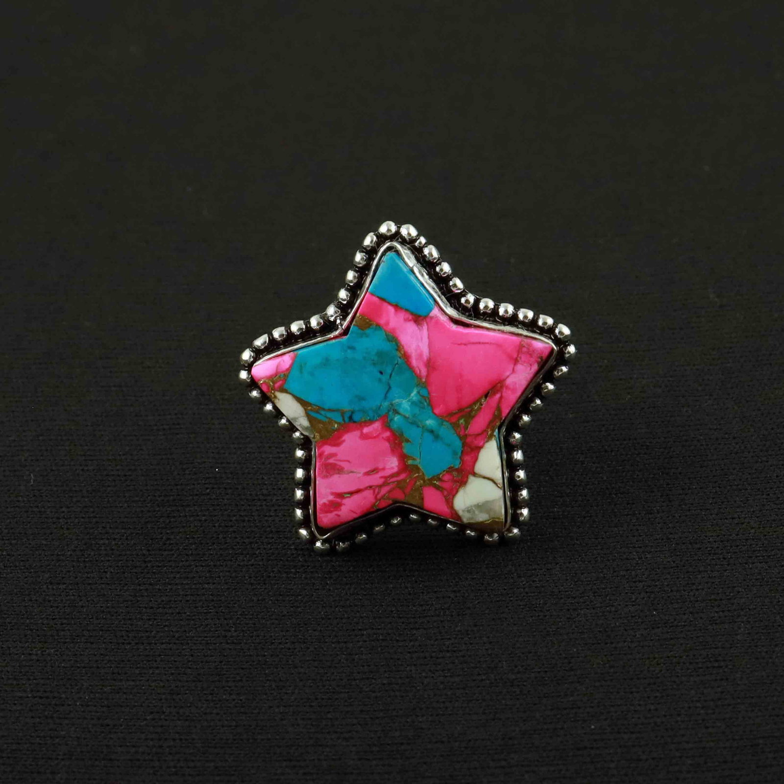 Natural Cotton Candy Sterling Silver Plated Handmade Star Ring - 10MM: Product ID: 260524114138 Product - Handmade Silver Plated Ring Metal - 92.5 Sterling Silver Plated Ring Size - 10MM Gemstone - Cotton Candy Gemstone Origin - United States Gemstone Size - 3X3 CM Gemst