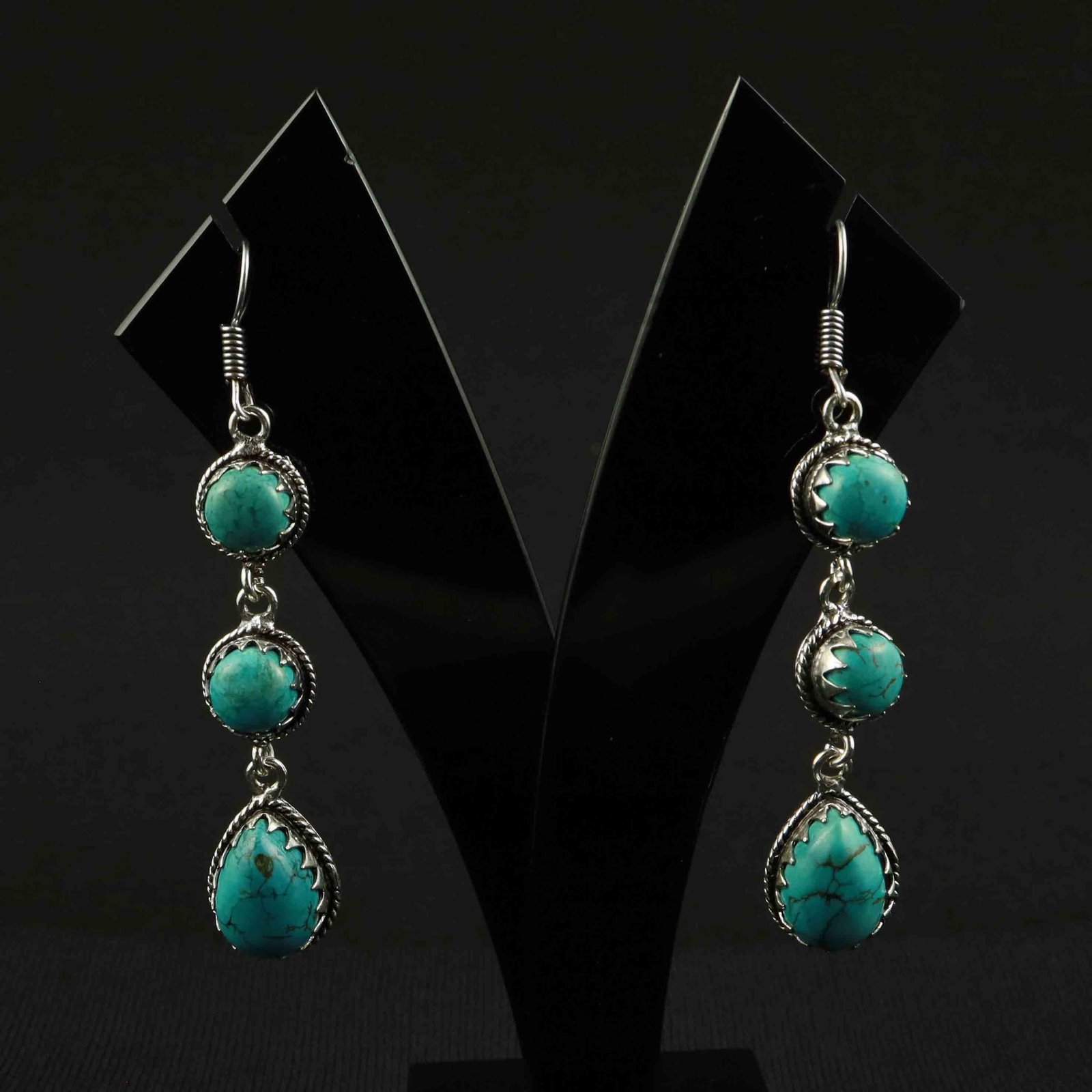 Natural Turquoise Sterling Silver Plated Handmade Stud Earring: Product ID: 260522162636 Product - Handmade Silver Plated Stud Earring Metal - 92.5 Sterling Silver Plated Earring Type - Stud Gemstone - Turquoise Gemstone Origin - Tibet Gemstone Size - 10X14 MM ( 2