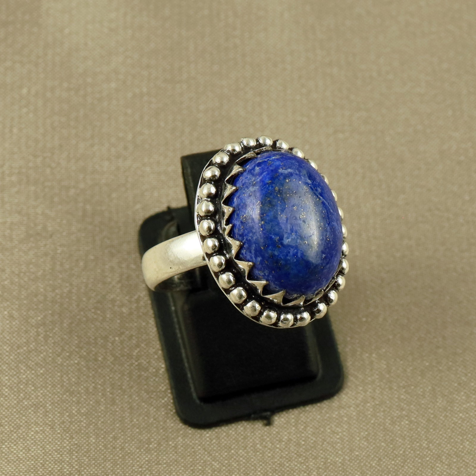 Natural Lapis Lazuli Sterling Silver Plated Handmade Ring - 6.5MM (1 of 3)