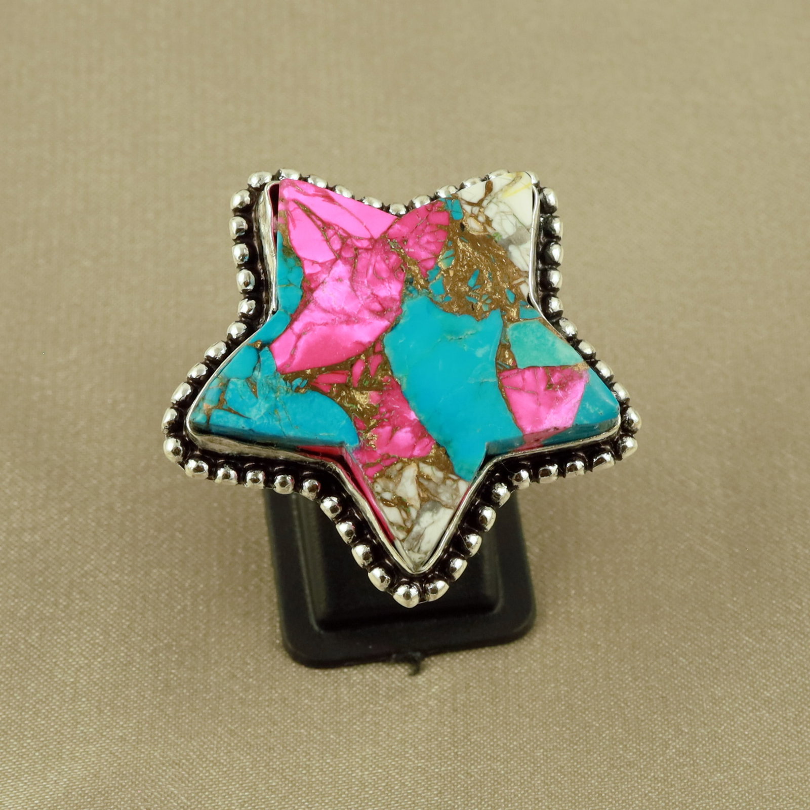 Natural Cotton Candy Sterling Silver Plated Handmade Star Ring - 9MM: Product ID: 260519143943 Product - Handmade Silver Plated Ring Metal - 92.5 Sterling Silver Plated Ring Size - 9MM Gemstone - Cotton Candy Gemstone Origin - United States Gemstone Size - 3X3 CM Gemsto