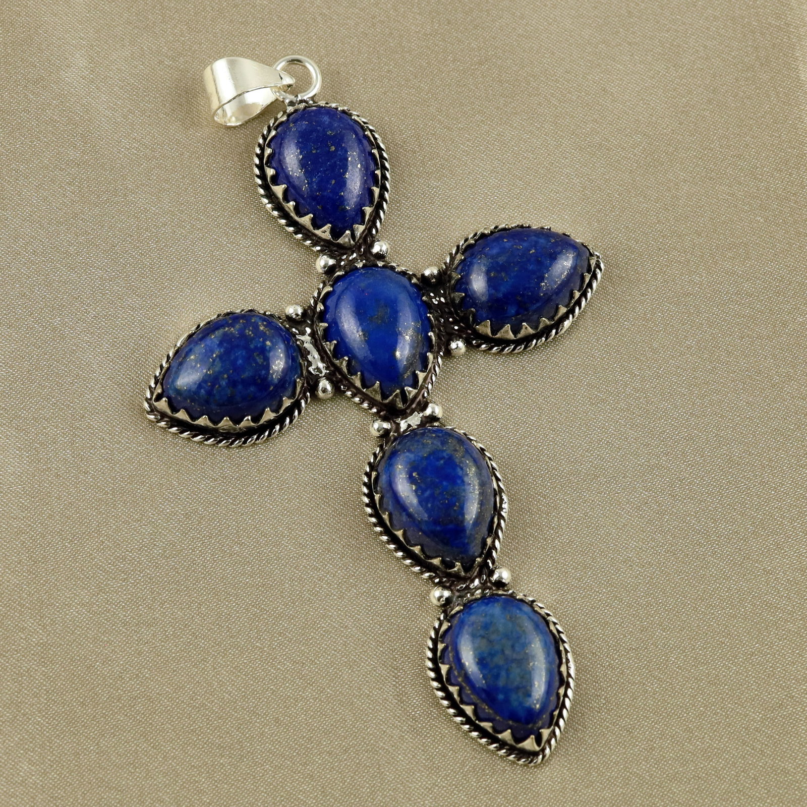 Natural Lapis Lazuli Sterling Silver Plated Handmade Cross Pendant: Product ID: 260519131606 Product - Handmade Silver Plated Pendant Metal - 92.5 Sterling Silver Plated Pendant Size - 3.5x2 Inch Gemstone - Lapis Lazuli Gemstone Origin - Afghanistan Gemstone Size - 12
