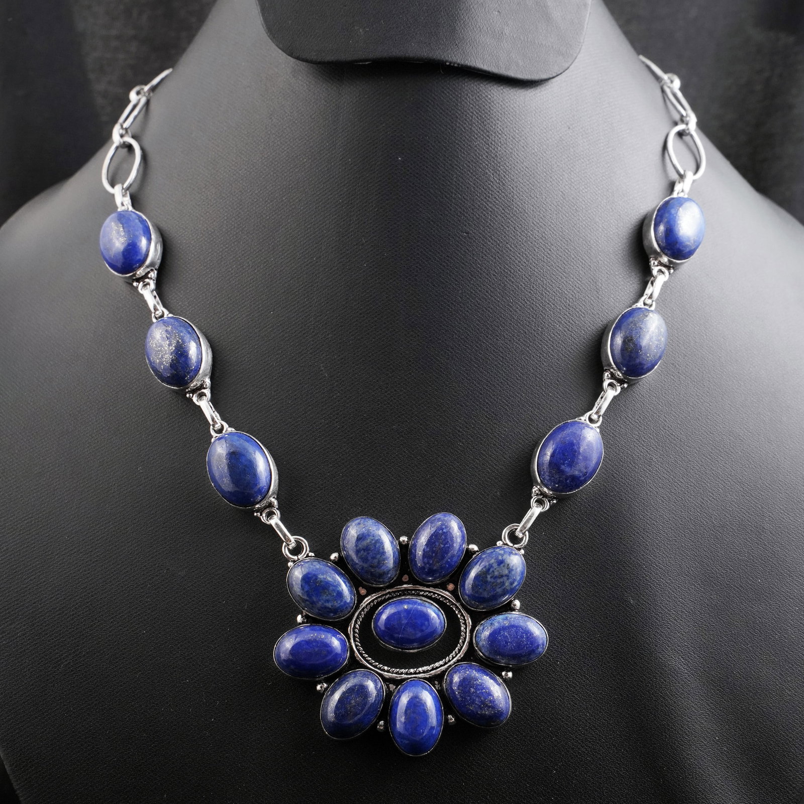 Natural Afghani Lapis Lazuli Sterling Silver Plated Handmade Necklace: Product ID: 260430144043 Product - Handmade Silver Plated Necklace Metal - 92.5 Sterling Silver Plated Necklace Length - 18 Inch Gemstone - Lapis Lazuli Gemstone Size - 10X14 MM ( 10 Stone ), 12X16 MM