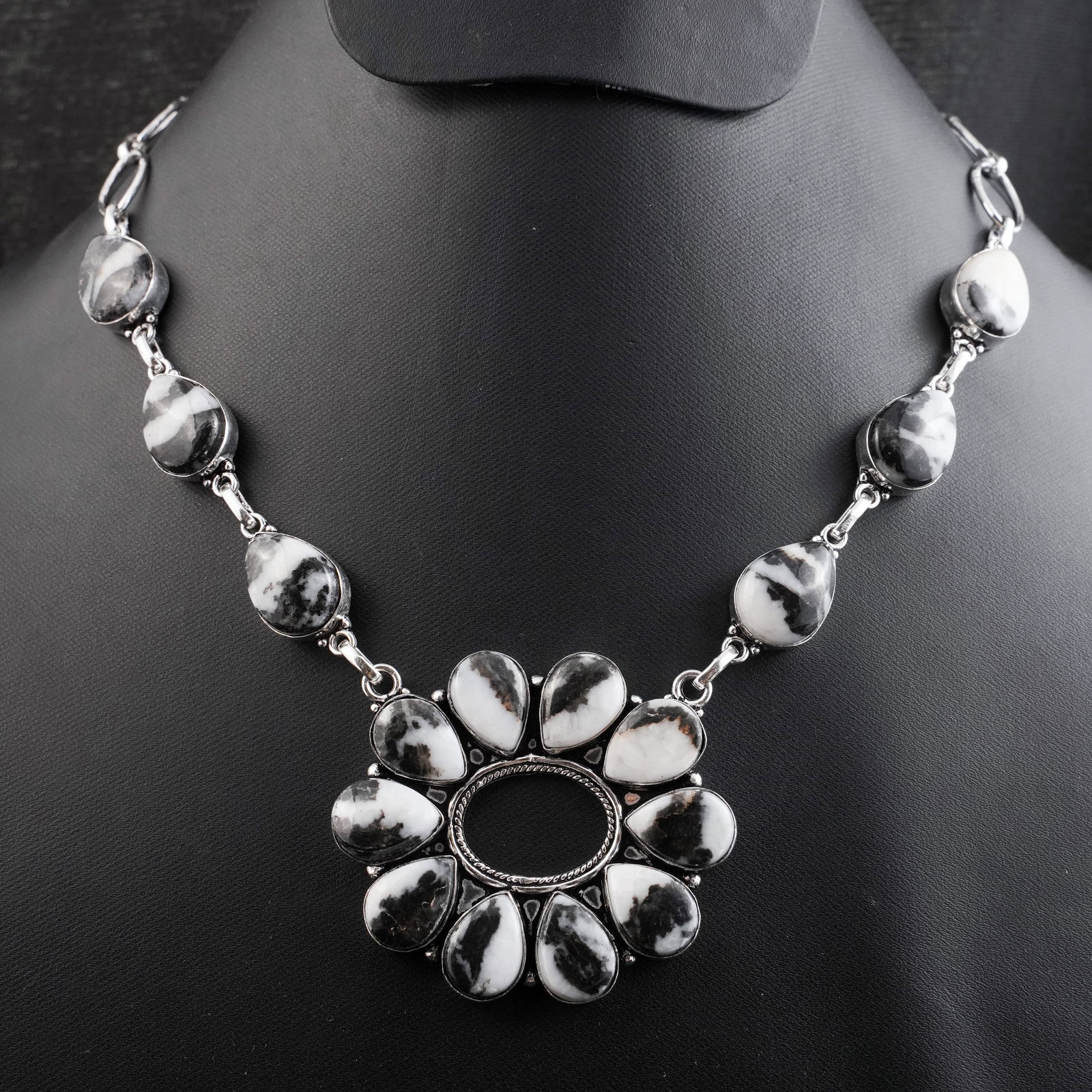Natural Zebra Jasper Silver Plated Handmade Choker Necklace: Product ID: 260430144521 Product - Handmade Silver Plated Necklace Metal - 92.5 Sterling Silver Plated Necklace Length - 18 Inch Gemstone - Zebra Jasper Gemstone Size - 10X14 MM ( 10 Stone ), 12X16 MM