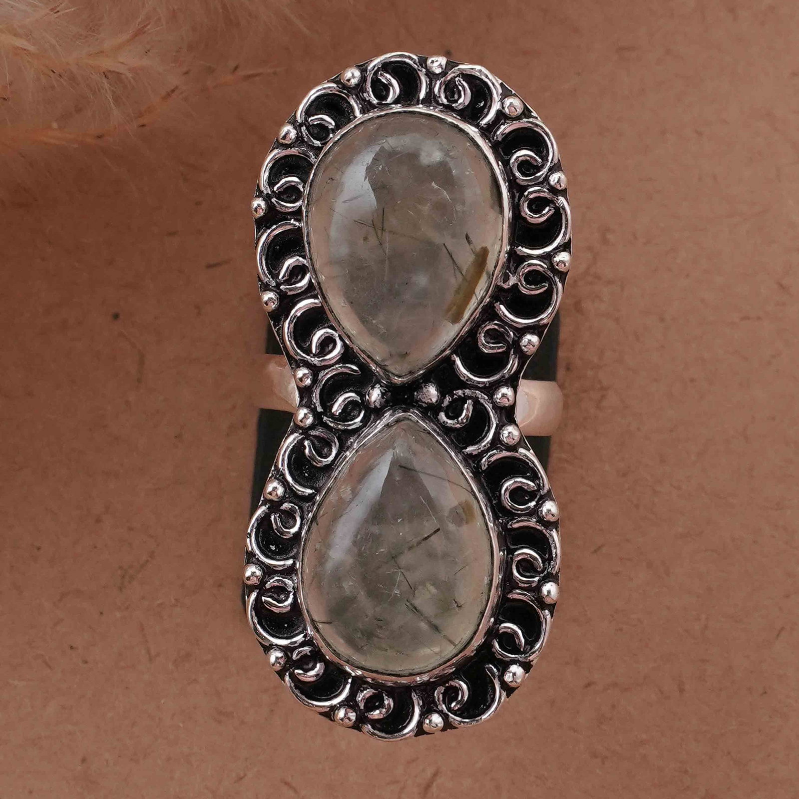 Natural Prehnite Sterling Silver Plated Handmade Ring - 7MM: Product ID: 260417125409 Product - Handmade Silver Plated Ring Metal - 92.5 Sterling Silver Plated Ring Size - 7MM Gemstone - Prehnite Gemstone Origin - South Africa Gemstone Size - 12X16 MM ( 2 Stone