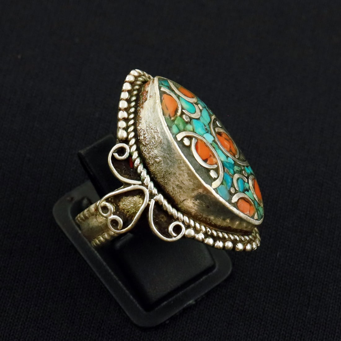 Tibetan Turquoise & Coral Handmade Vintage Ethnic Ring - 8.5MM: Product ID: 260721172000 Product - Tibetan Handmade Vintage Ethnic Ring Ring Size - 8.5MM Ring Weight - 11 Gram Gemstone - Turquoise & Coral Metal - Brass & Copper mix Metal Origin - Nepal Country/Reg