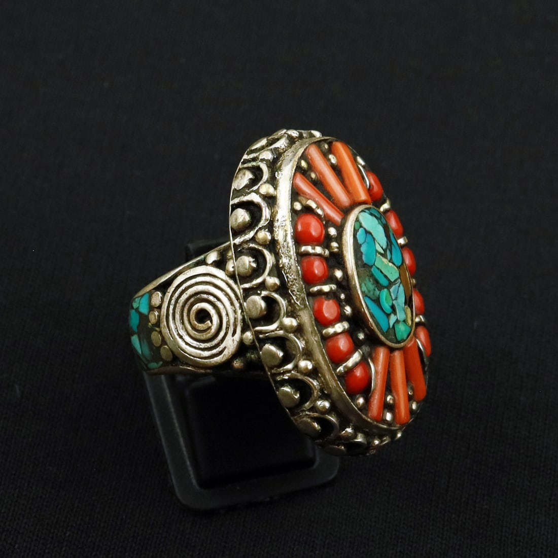 Tibetan Turquoise & Coral Handmade Vintage Ethnic Ring - 8.5MM: Product ID: 260721171757 Product - Tibetan Handmade Vintage Ethnic Ring Ring Size - 8.5MM Ring Weight - 19 Gram Gemstone - Turquoise & Coral Metal - Brass & Copper mix Metal Origin - Nepal Country/Reg