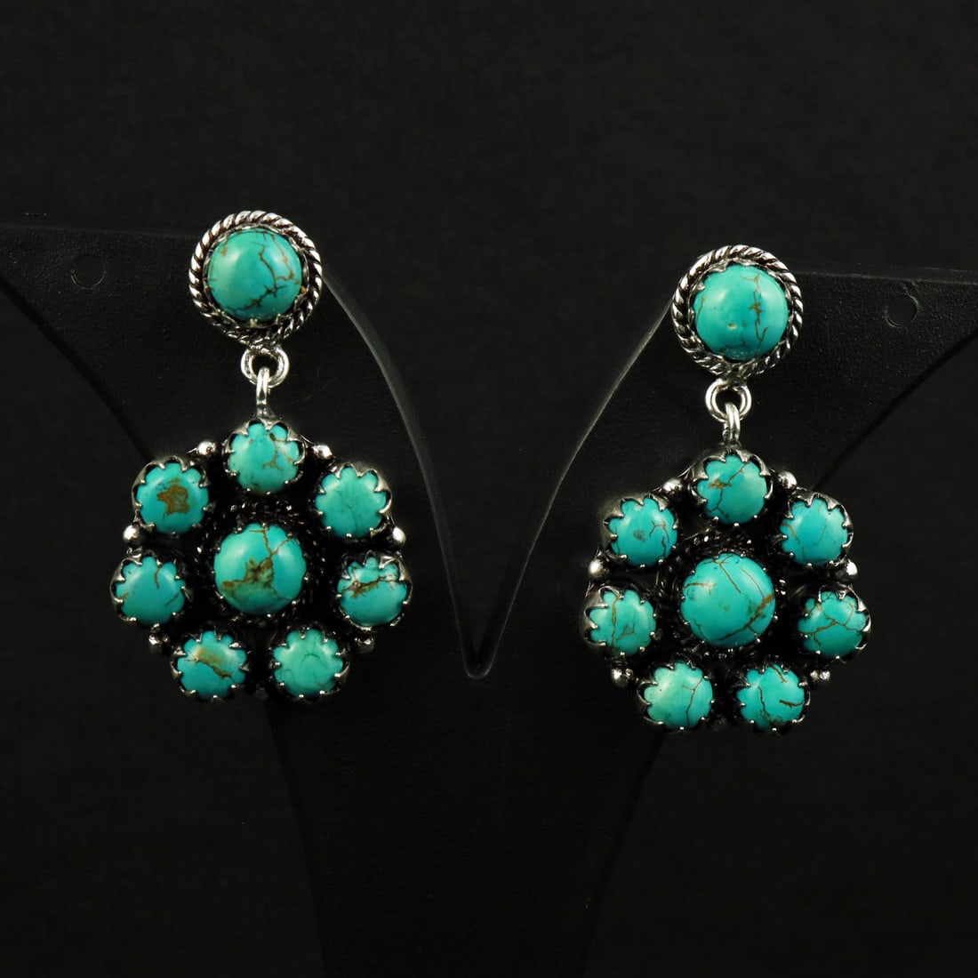 Natural Turquoise Sterling Silver Plated Handmade Stud Earring: Product ID: 260720145743 Product - Handmade Silver Plated Stud Earring Metal - 92.5 Sterling Silver Plated Earring Type - Stud Gemstone - Turquoise Gemstone Origin - Tibet Gemstone Size - 8 MM ( 4 Sto
