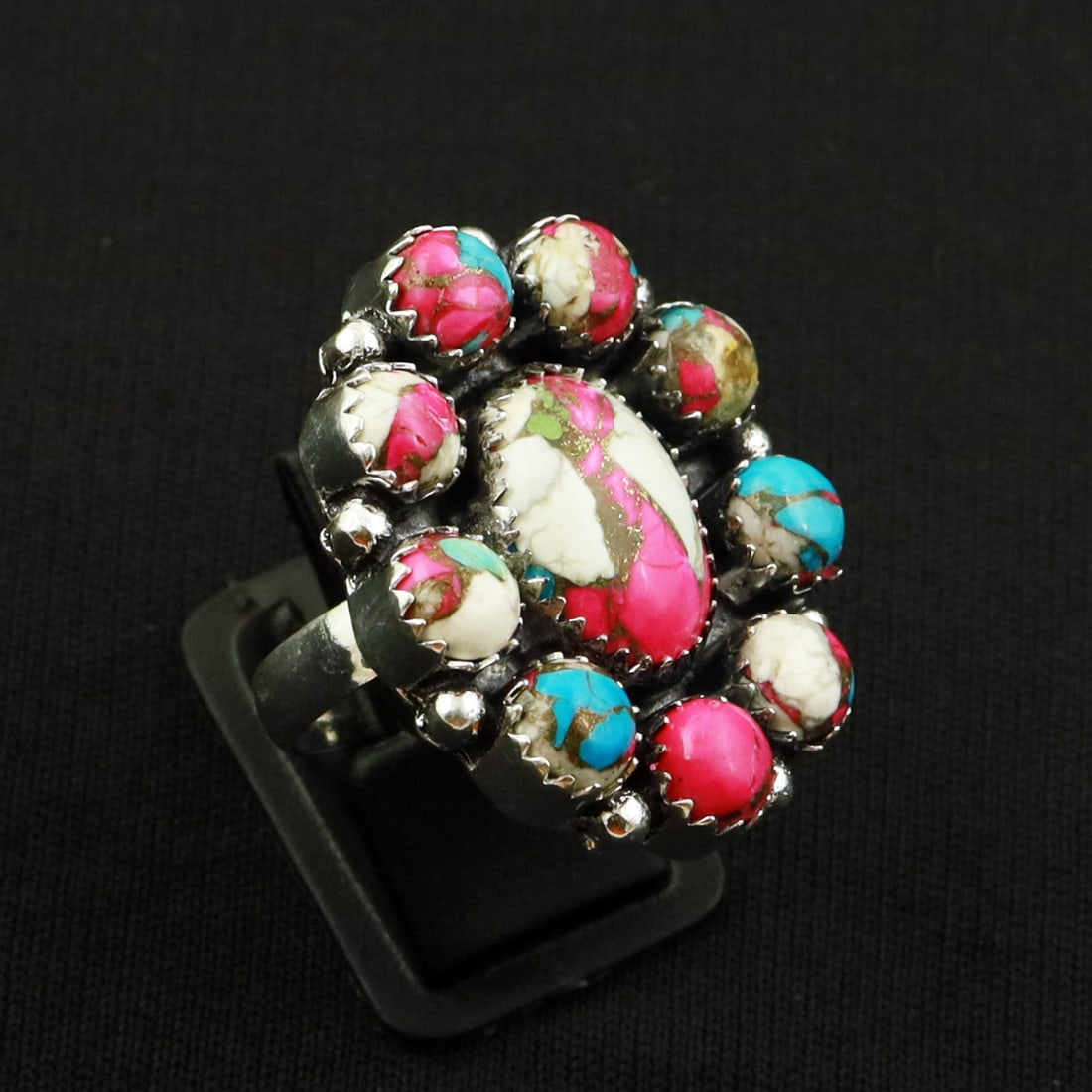 Natural Cotton Candy 2 Micron Sterling Silver Plated Handmade Ring - 8MM: Product ID: 260717150755 Product - Handmade Silver Plated Ring Metal - 92.5 2 Micron Sterling Silver Plated Ring Size - 8MM Gemstone - Cotton Candy Gemstone Origin - United States Gemstone Size - 12X1