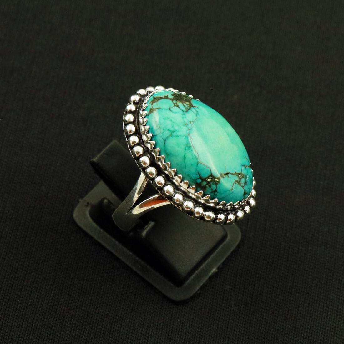 Natural Turquoise 2 Micron Sterling Silver Plated Handmade Ring - 6.5MM: Product ID: 260802140945 Product - Handmade Silver Plated Ring Metal - 92.5 2 Micron Sterling Silver Plated Ring Size - 6.5MM Gemstone - Turquoise Gemstone Origin - Tibet Gemstone Size - 2.5X1.5 CM Ge