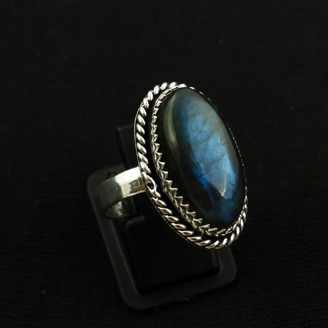 Natural Labradorite 2 Micron Sterling Silver Plated Handmade Ring - 8MM ( Adjustable ): Product ID: 260731114345 Product - Handmade Silver Plated Ring Metal - 92.5 2 Micron Sterling Silver Plated Ring Size - 8MM ( Adjustable) Gemstone - Labradorite Gemstone Origin - Canada Gemstone Size 