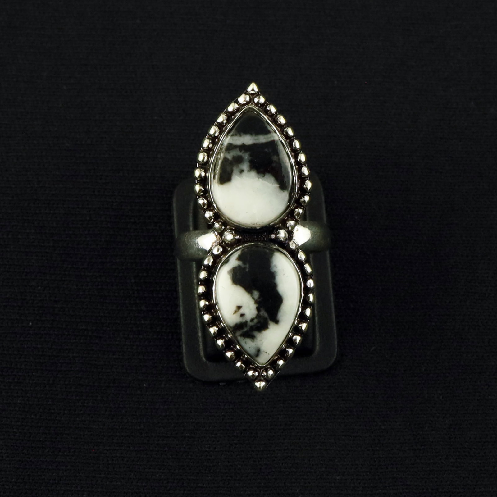 Natural Zebra Jasper Sterling Silver Plated Handmade Ring - 6MM: Product ID: 260610144610 Product - Handmade Silver Plated Ring Metal - 92.5 Sterling Silver Plated Ring Size - 6MM Gemstone - Zebra Jasper Gemstone Origin - Africa Gemstone Size - 10X14 MM ( 2 Stone )