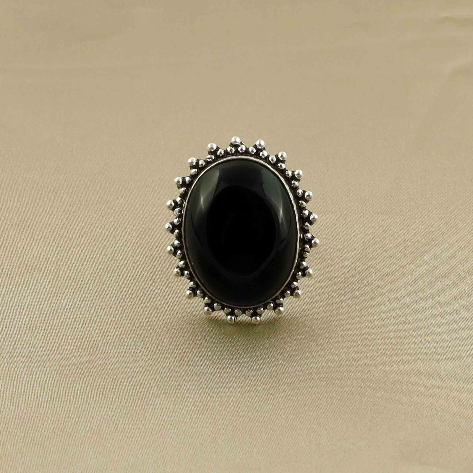 Natural Black Onyx Sterling Silver Plated Handmade Ring - 8MM: Product ID: 260528134438 Product - Handmade Silver Plated Ring Metal - 92.5 Sterling Silver Plated Ring Size - 8MM Gemstone - Black Onyx Gemstone Origin - India Gemstone Size - 2.5X2 CM Gemstone Shape