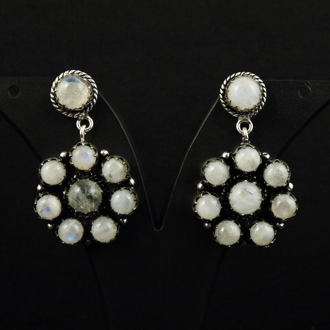 Natural Rainbow Moonstone Sterling Silver Plated Handmade Stud Earring: Product ID: 260731115844 Product - Handmade Silver Plated Stud Earring Metal - 92.5 Sterling Silver Plated Earring Type - Stud Gemstone - Rainbow Moonstone Gemstone Origin - India Gemstone Size - 8 MM