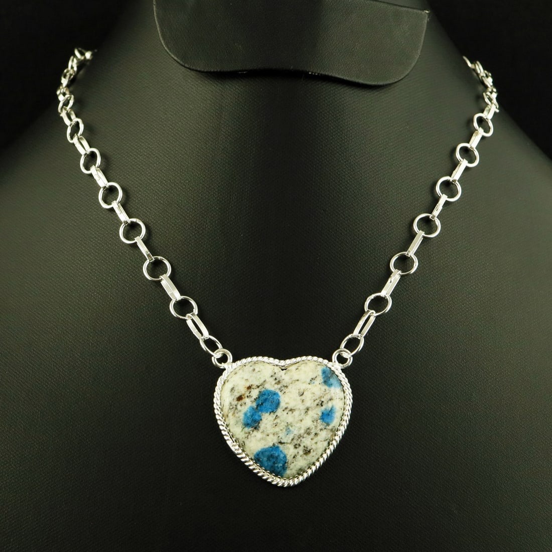Natural K2 Jasper 2 Micron Sterling Silver Plated Handmade Heart Necklace: Product ID: 260728161742 Product - Handmade Silver Plated Pendant Necklace Metal - 92.5 2 Micron Sterling Silver Plated Necklace Pendant Length - 18 Inch Gemstone - K2 Jasper Gemstone Origin - Pakista