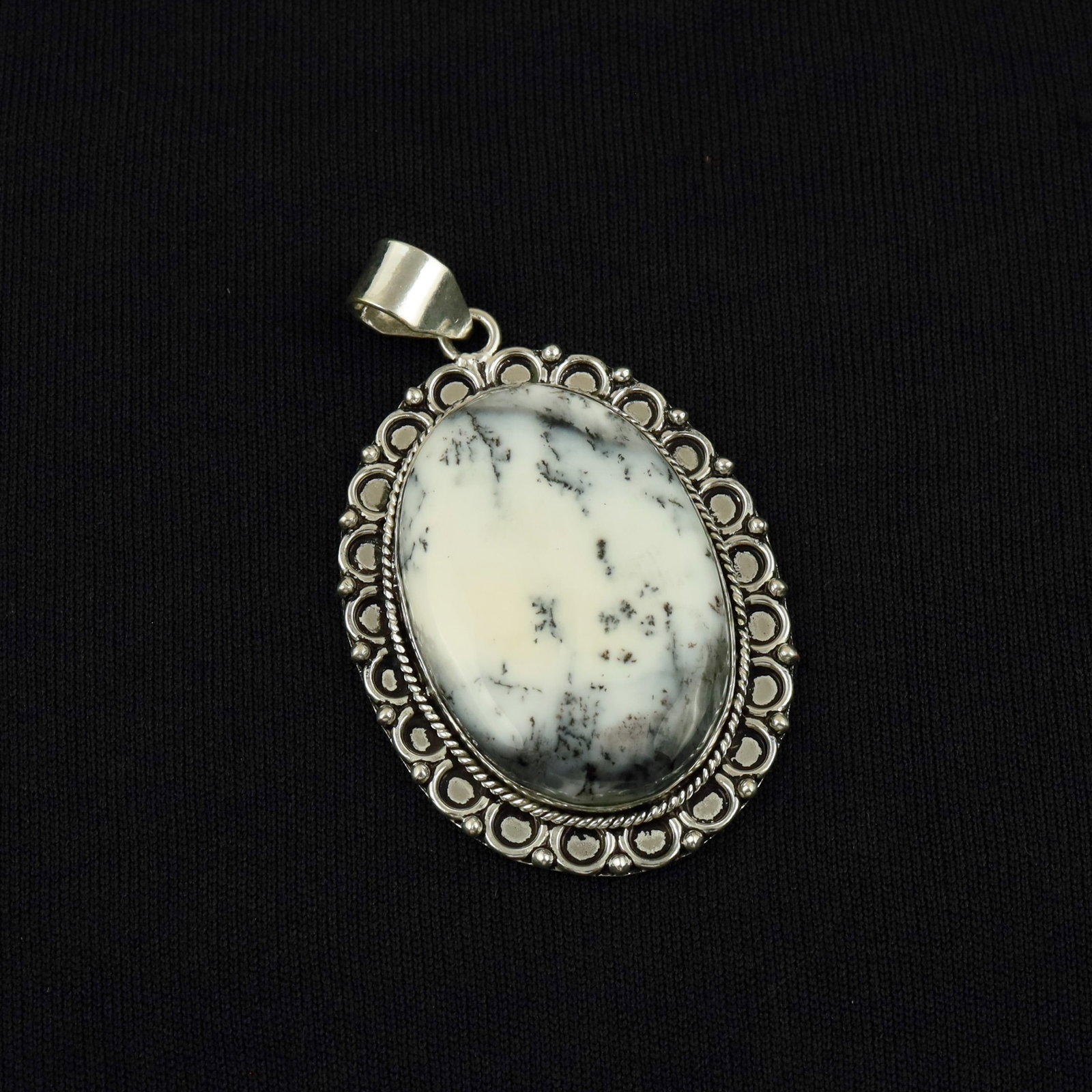Natural Dendrite Opal Sterling Silver Plated Handmade Pendant (1 of 3)