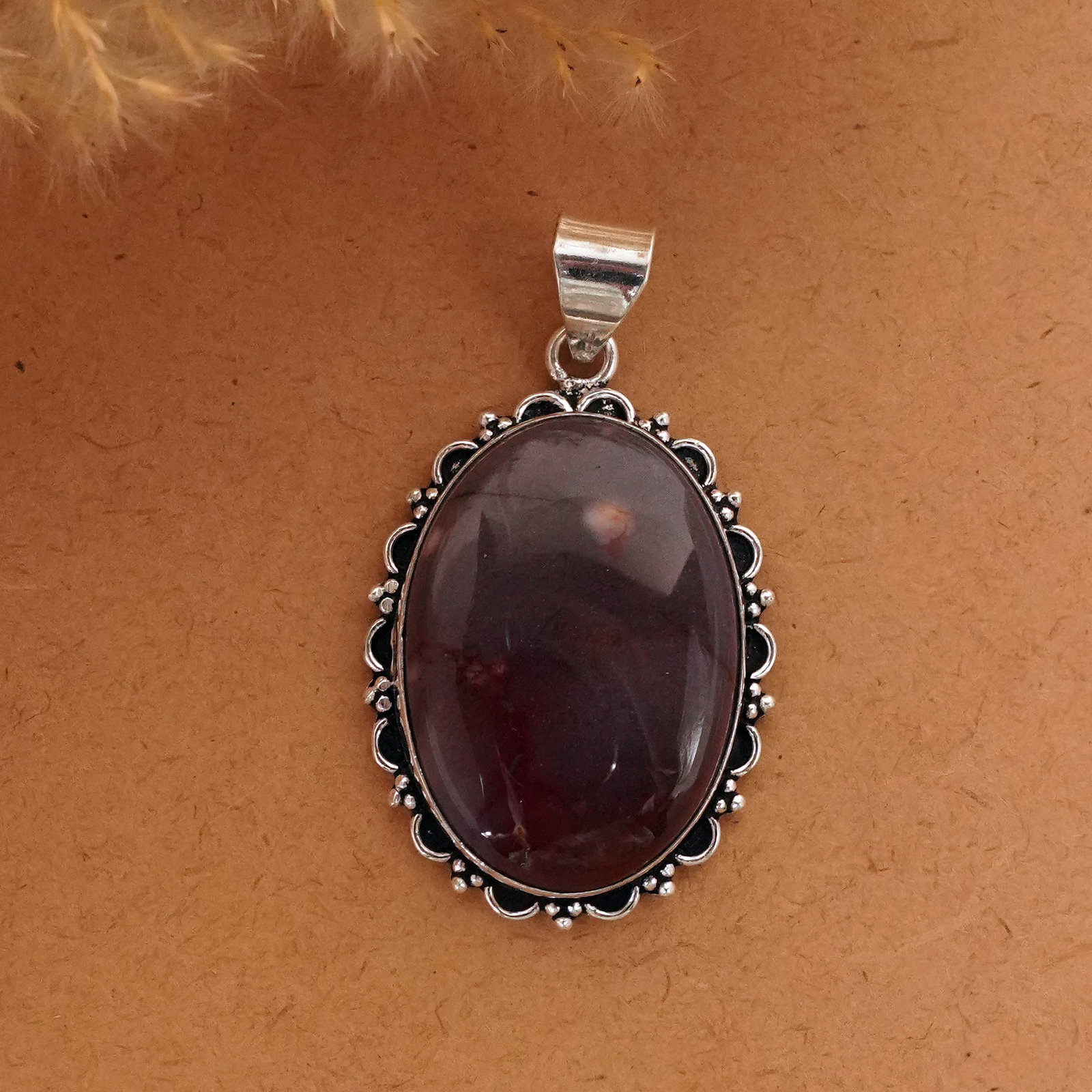 Natural Mookaite Sterling Silver Plated Handmade Pendant (1 of 3)