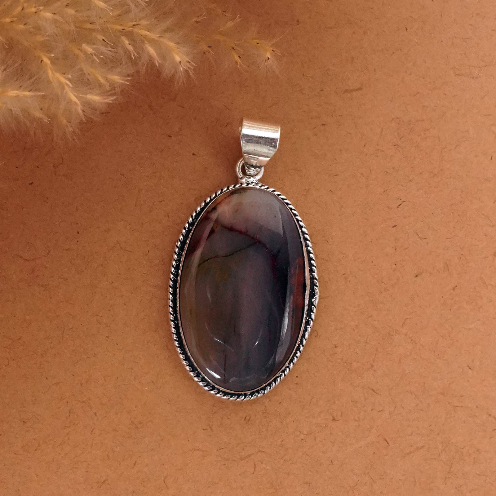 Natural Mookaite Sterling Silver Plated Handmade Pendant (1 of 3)