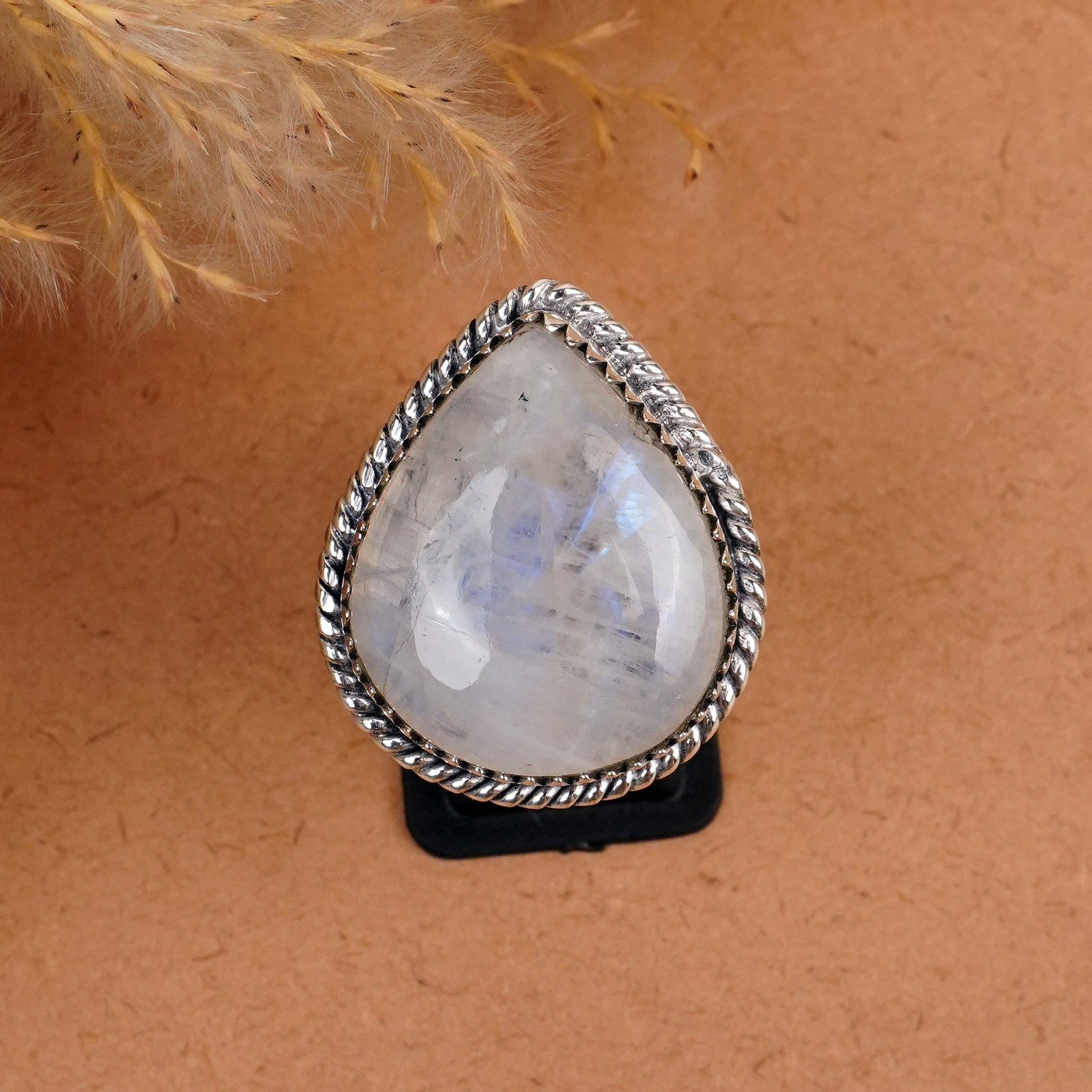 Natural Rainbow Moonstone Sterling Silver Plated Handmade Ring - 8MM: Product ID: 260410183853 Product - Handmade Silver Plated Ring Metal - 92.5 Sterling Silver Plated Ring Size - 8MM Gemstone - Rainbow Moonstone Gemstone Origin - India Gemstone Size - 22X20 MM Gemston
