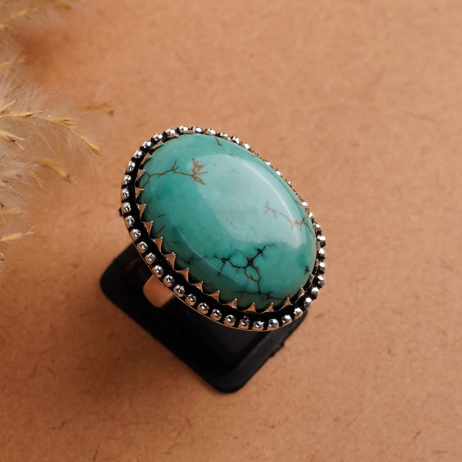 Natural Turquoise Sterling Silver Plated Handmade Ring - 8MM: Product ID: 260410182446 Product - Handmade Silver Plated Ring Metal - 92.5 Sterling Silver Plated Ring Size - 8MM Gemstone - Turquoise Gemstone Origin - Tibet Gemstone Size - 24X18 MM Gemstone Shape 