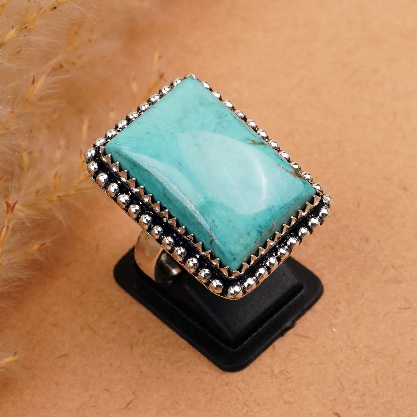 Natural Turquoise Sterling Silver Plated Handmade Ring - 8MM: Product ID: 260410180931 Product - Handmade Silver Plated Ring Metal - 92.5 Sterling Silver Plated Ring Size - 8MM Gemstone - Turquoise Gemstone Origin - Tibet Gemstone Size - 2X1.5 CM Gemstone Shape 