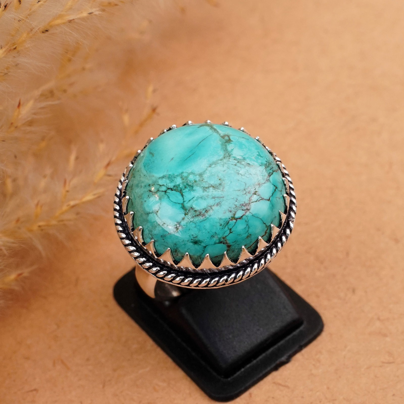 Natural Turquoise Sterling Silver Plated Handmade Ring - 7MM: Product ID: 260410180755 Product - Handmade Silver Plated Ring Metal - 92.5 Sterling Silver Plated Ring Size - 7MM Gemstone - Turquoise Gemstone Origin - Tibet Gemstone Size - 18 MM Gemstone Shape - R