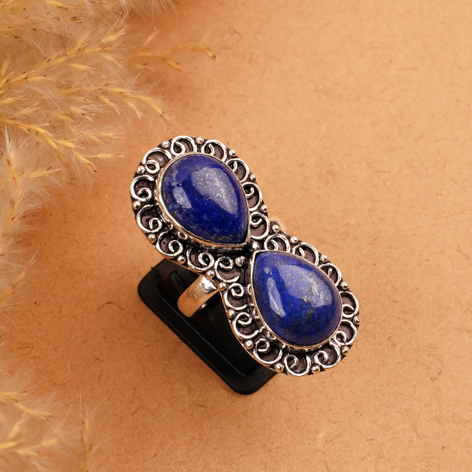 Natural Lapis Lazuli Sterling Silver Plated Handmade Ring - 10MM: Product ID: 260410161449 Product - Handmade Silver Plated Ring Metal - 92.5 Sterling Silver Plated Ring Size - 10MM Gemstone - Lapis Lazuli Gemstone Origin - Afghanistan Gemstone Size - 12X16 MM ( 2 S