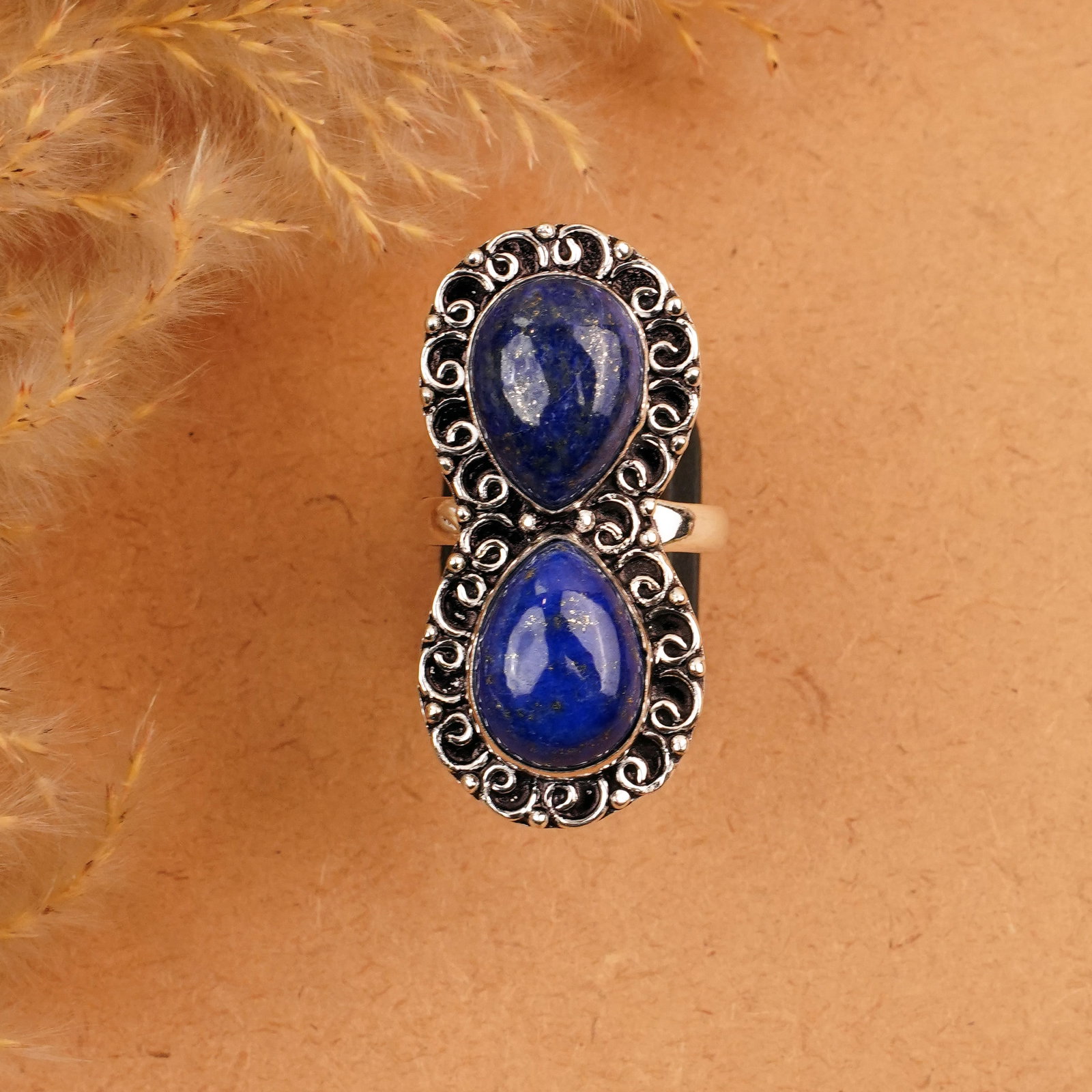 Natural Lapis Lazuli Sterling Silver Plated Handmade Ring - 8.5MM: Product ID: 260410161347 Product - Handmade Silver Plated Ring Metal - 92.5 Sterling Silver Plated Ring Size - 8.5MM Gemstone - Lapis Lazuli Gemstone Origin - Afghanistan Gemstone Size - 12X16 MM ( 2 
