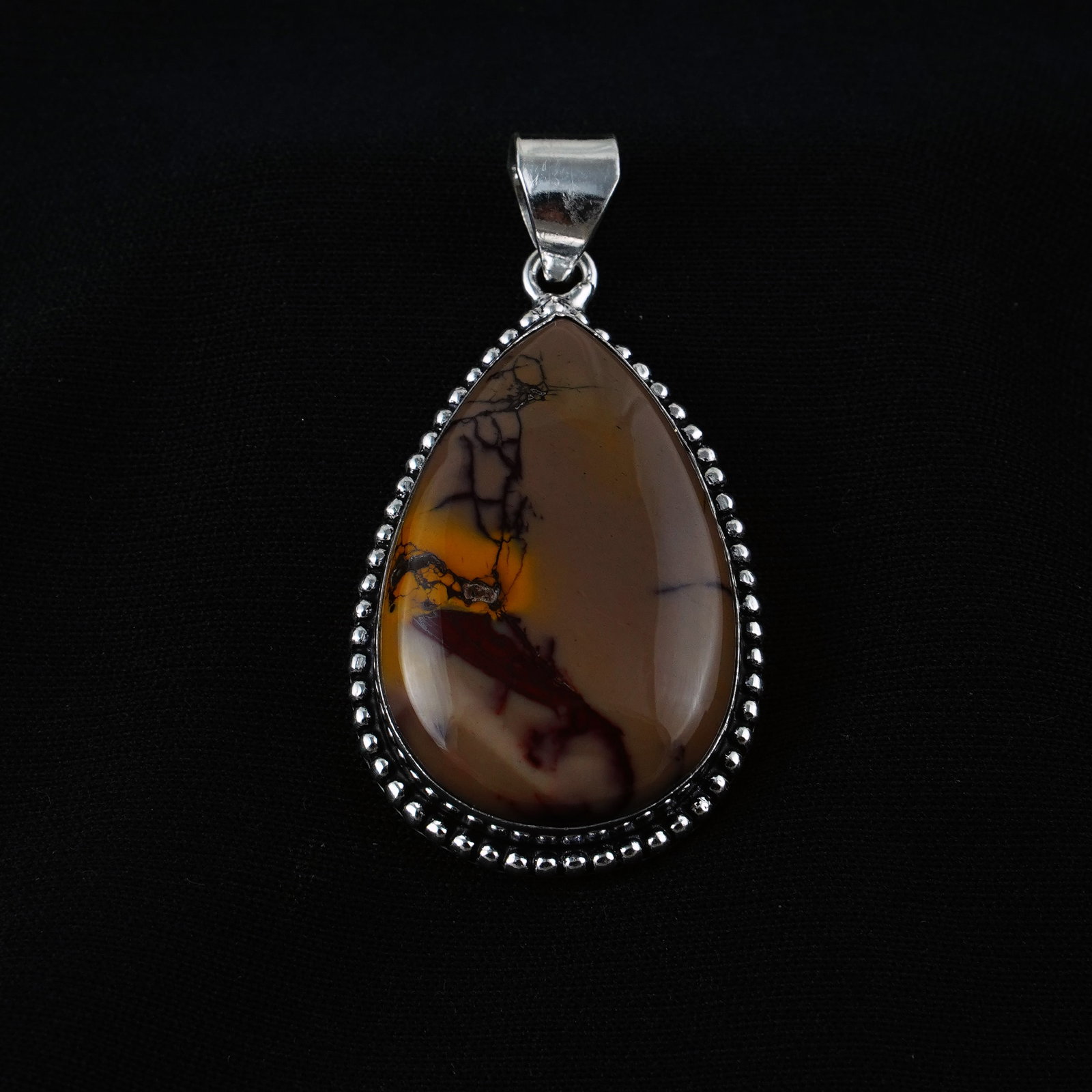Natural Mookaite Sterling Silver Plated Handmade Pendant (1 of 3)