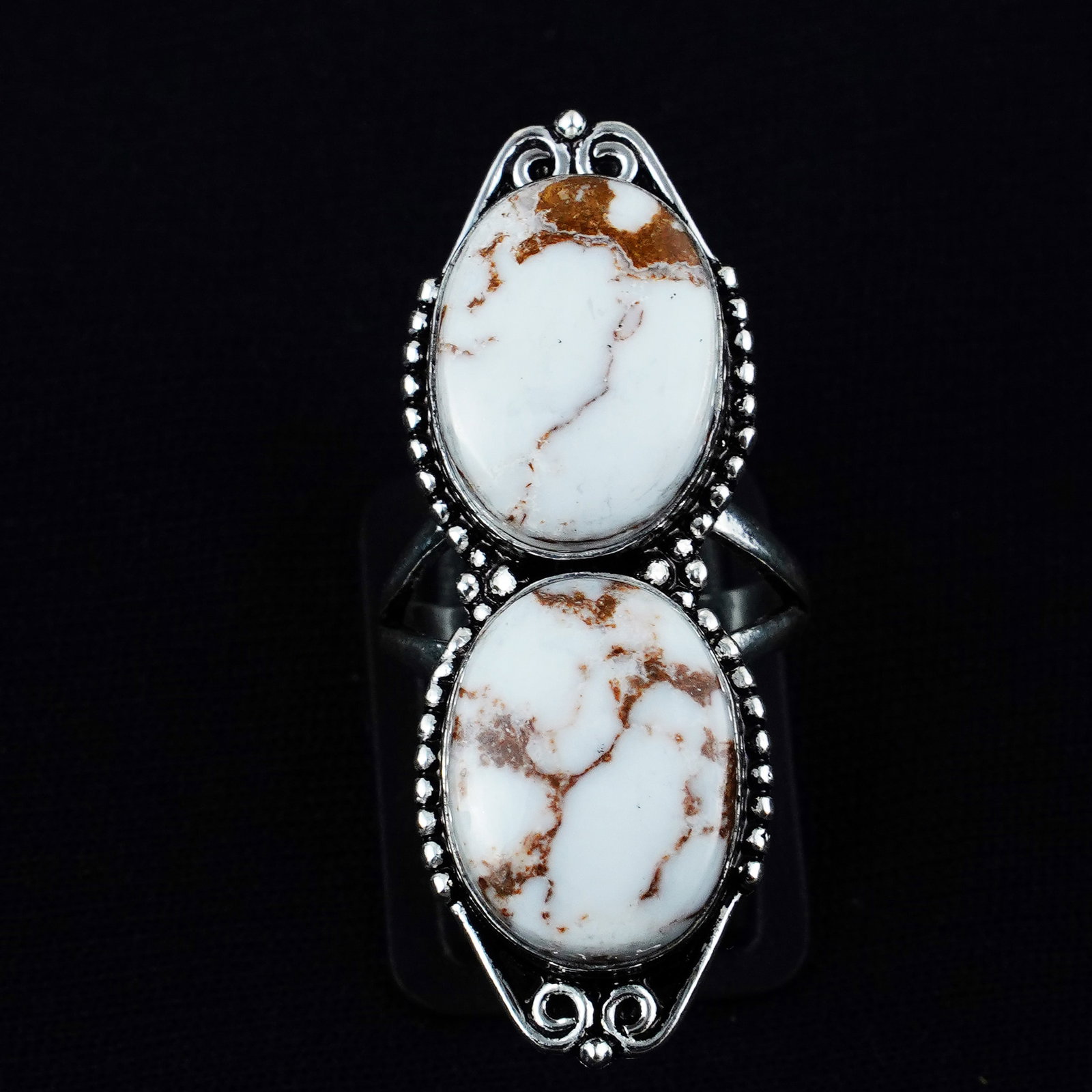 Natural Wild Horse Sterling Silver Plated Handmade Ring - 6MM: Product ID: 260404174935 Product - Handmade Silver Plated Ring Metal - 92.5 Sterling Silver Plated Ring Size - 6MM Gemstone - Wild Horse Gemstone Origin - United States Gemstone Size - 12X16 MM ( 2 St
