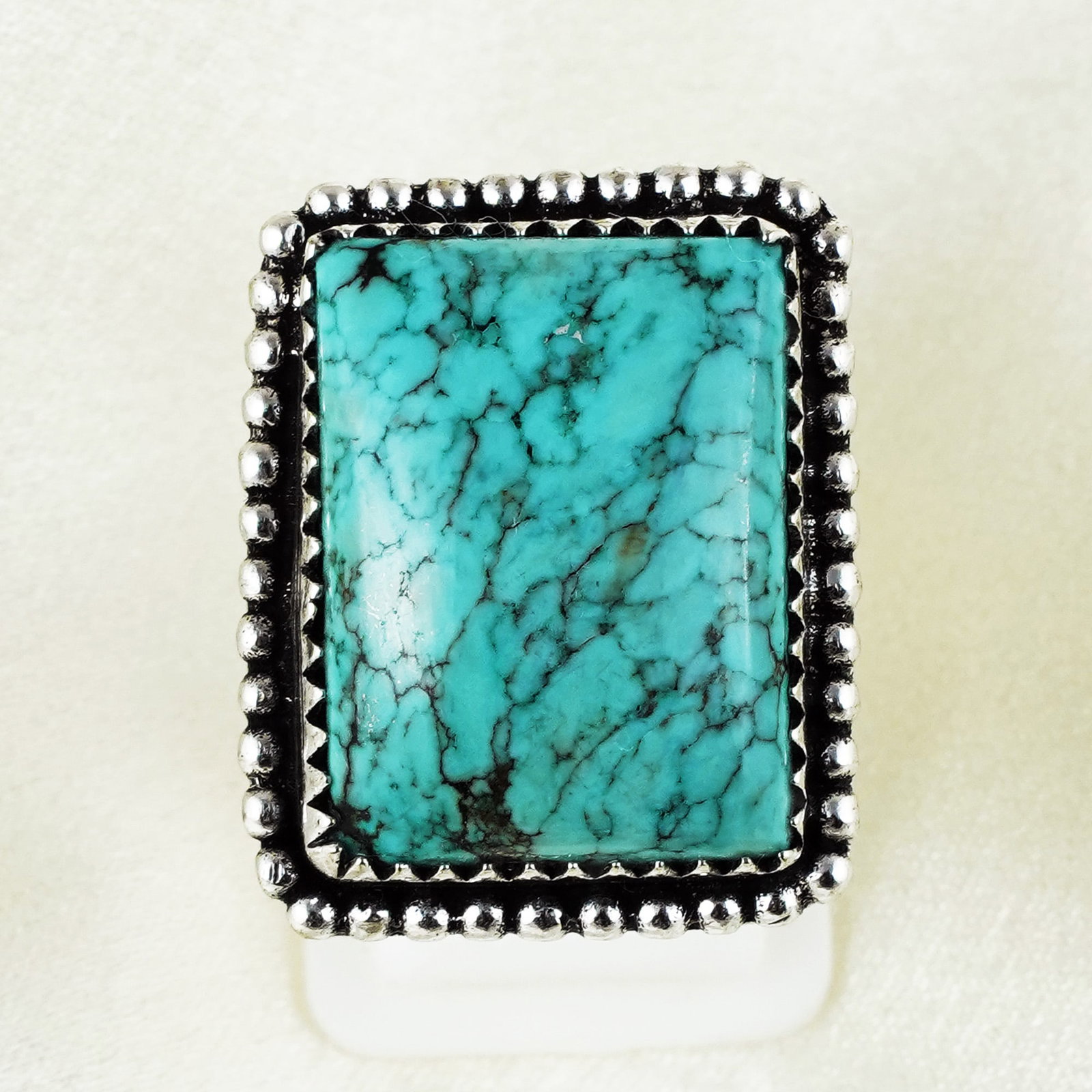 Natural Turquoise Sterling Silver Plated Handmade Ring - 8MM: Product ID: 260401163456 Product - Handmade Silver Plated Ring Metal - 92.5 Sterling Silver Plated Ring Size - 8MM Gemstone - Turquoise Gemstone Origin - Tibet Gemstone Size - 12X16 MM Gemstone Shape 