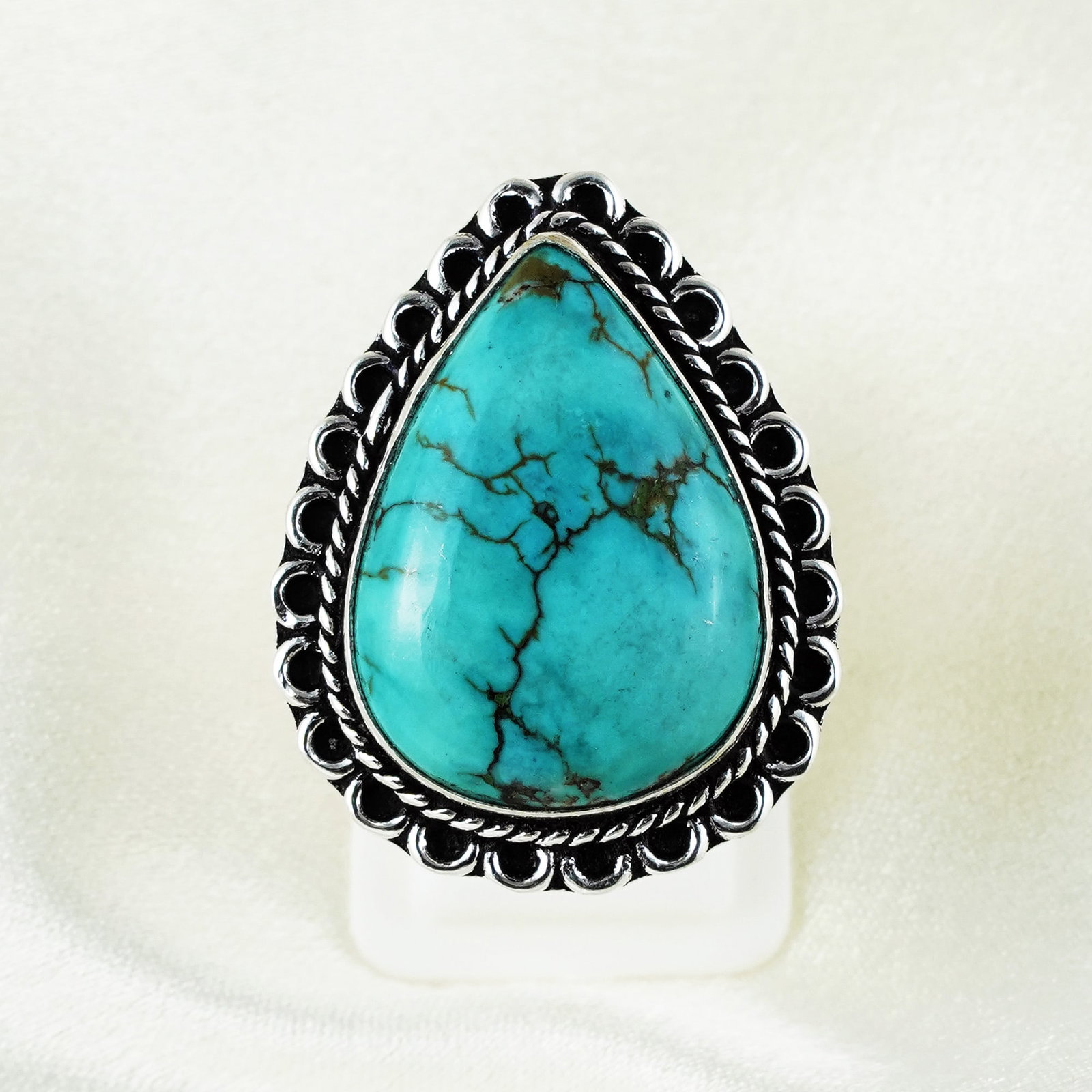 Natural Turquoise Sterling Silver Plated Handmade Ring - 8MM: Product ID: 260401161721 Product - Handmade Silver Plated Ring Metal - 92.5 Sterling Silver Plated Ring Size - 8MM Gemstone - Turquoise Gemstone Origin - Tibet Gemstone Size - 12X16 MM Gemstone Shape 