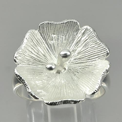 925 Sterling SilverRing Jewelry Beautiful Hibiscus Flower 5.77 Grams Size 8 (1 of 3)