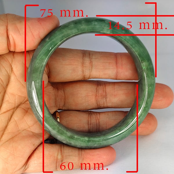 Natural Genuine Mutil Color Jade Gemstones 368.21 Ct. Bangle Round Diameter 75 x 60 Mm.: Product ID: 819816043 Product Name: Natural Gemstones Weight: 368.21 CT. Size: 75 x 60 x 14.5 MM. Shape: Round Color: Multi-Color Clarity:Opaque Luster: Good Gems Origin: Thailand Treatment: Unheated 