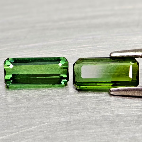 Natural Green Tourmaline Gemstones 1.32 Ct. 2 Pcs. Octagon Shape and Mixed Size: Product ID: 807250879 Product Name: Natural Tourmaline Weight: 1.32 CT. Size: 8 x 3.9 x 2 to 8 x 3.5 x 2.8 MM. Shape: Octagon Color: Green Clarity:VSI Luster: Good Gems Origin: Nigeria Treatment: Unhe