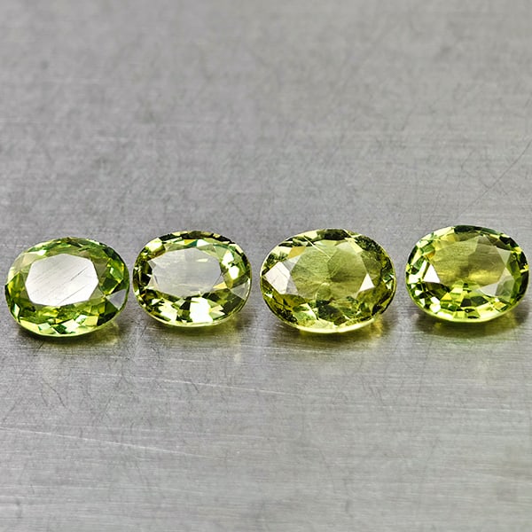 Natural Green Tourmaline Gemstones 2.89 Ct. 4 Pcs. Oval Shape 6.9 x 5.5 Mm.: Product ID: 807250609 Product Name: Natural Tourmaline Weight: 2.89 CT. Size: 6.9 x 5.5 x 3.3 MM. Shape: Oval Color: Green Clarity:VSI Luster: Good Gems Origin: Nigeria Treatment: Unheated Crystal Str