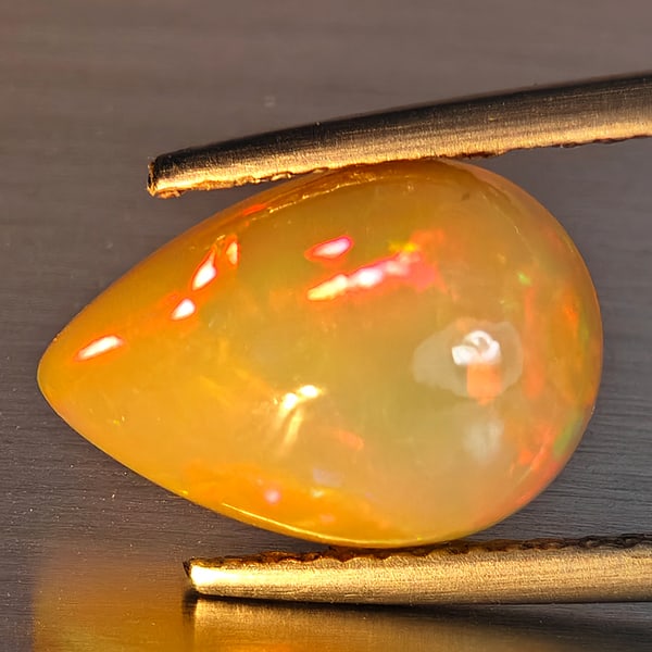 Natural Multi-Color Play Of Colour Opal Gemstone 2.81 Ct. Pear Cabochon Shape 12.7 x 8.7 Mm. (1 of 3)