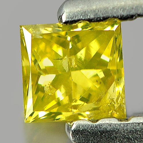 Natural Yellow Loose Diamond 0.14 Ct. Square Princess Cut 2.9 Mm. (1 of 3)