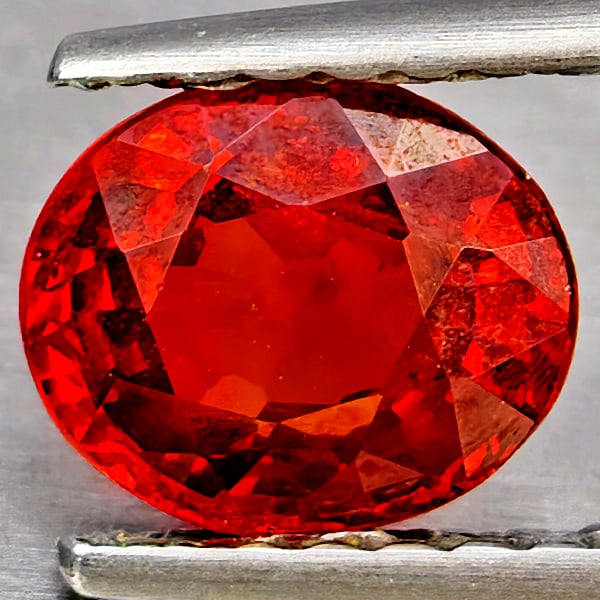 Natural Orangish Red Spessartine Garnet Gemstones 1.08 Ct. Oval Shape 6.4 x 5.3 Mm.: Product ID: 802937249 Product Name: Natural Garnet Weight: 1.08 CT. Size: 6.4 x 5.3 x 3.5 MM. Shape: Oval Shape Color: Orangish Red Clarity:VSI Luster: Good Gems Origin: Namibia Treatment: Unheated Cr