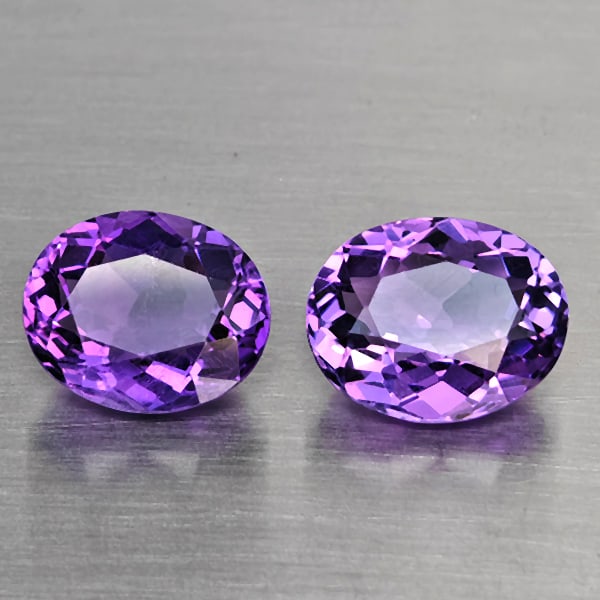 Natural Purple Amethyst Gemstones 6.01 Ct. 2 Pcs. Oval Shape 10.9 x 8.8 Mm. (1 of 3)